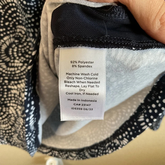 T By Talbots Womens Longsleeve Crewneck Navy & White Printed‎ Top Size Large - Picture 5 of 5
